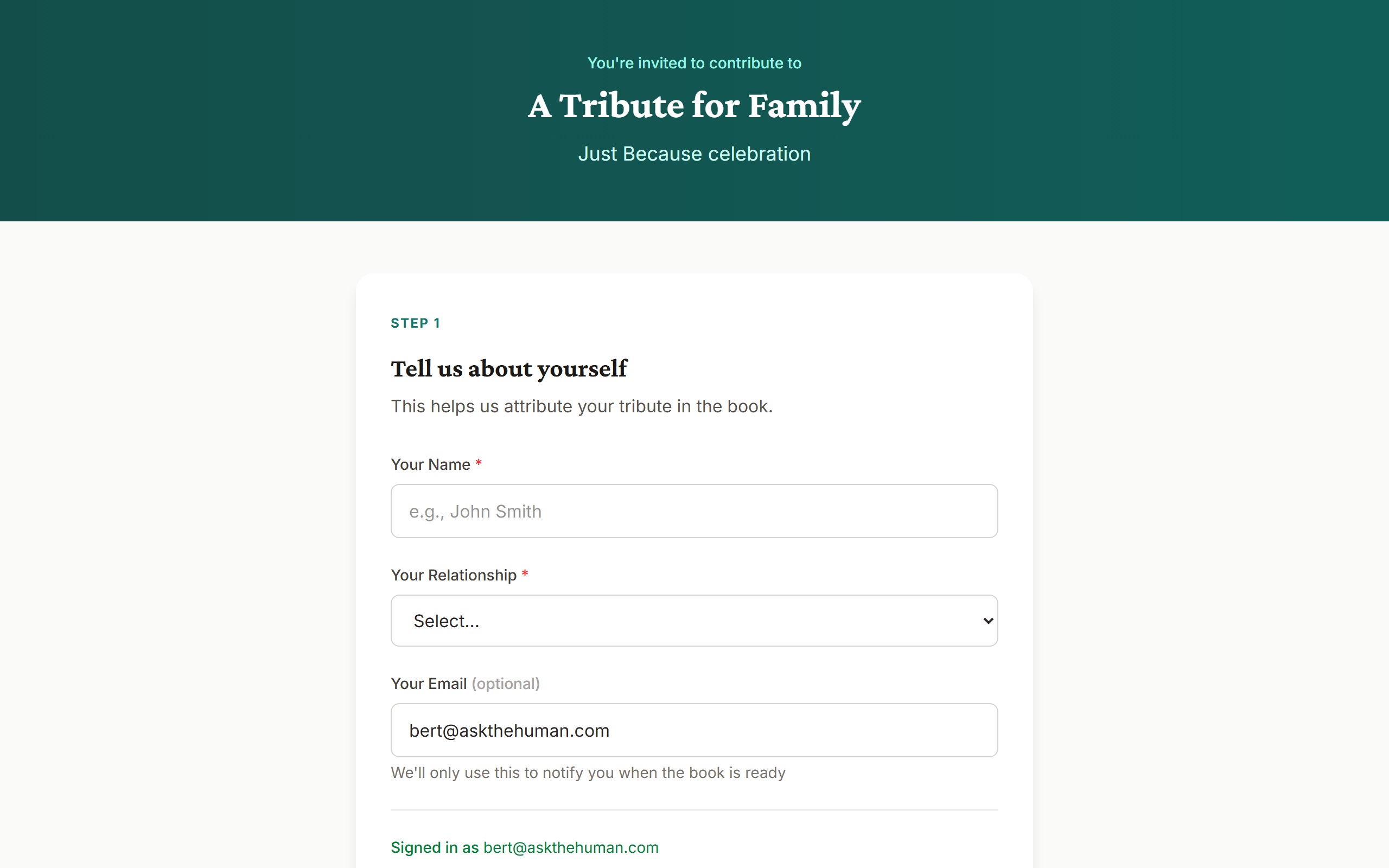 Contributor form showing edit mode